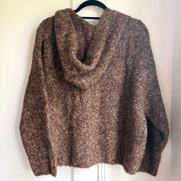 KUOSE Hooded Cardigan Sweater in Coffee - Picture 2 of 2